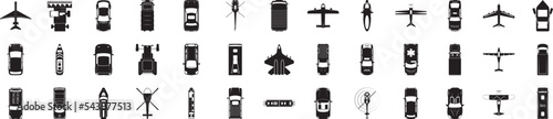 Transport view from above icons collection vector illustration design