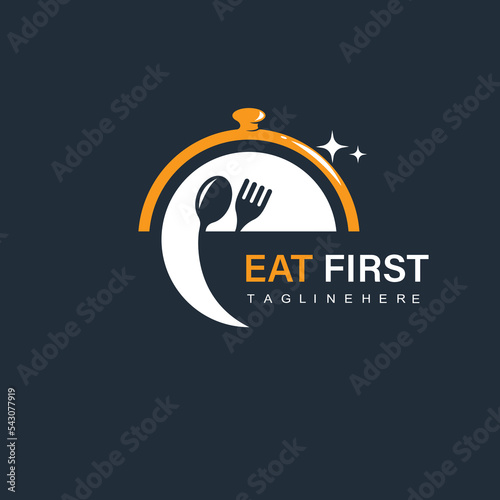 eat or food logo with the concept design of forming the letter e vector