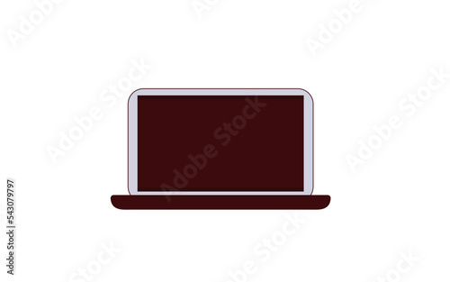 Laptop Flat Design Icon Vector Illustration., Computer Sign, Digital Device With Blank Screen On White Background.