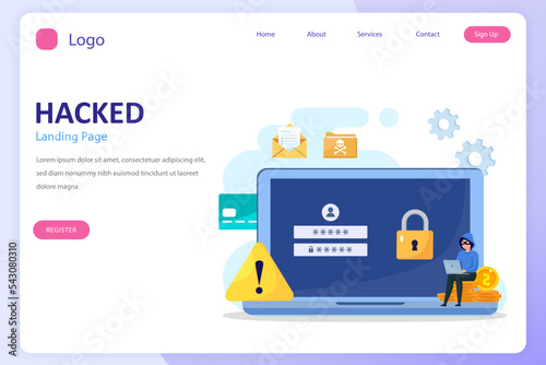 Concept of hacker attack, personal privacy data, hacking and stealing email and money Vector