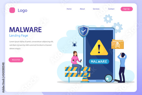 Virus malware detected concept, viruses attack warning signs, hacking alert messages vector