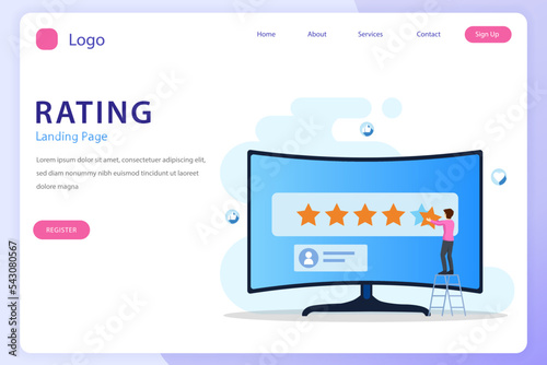 application rating concept, technology, Reviews stars with good and bad rate, customer satisfaction, social media, Flat vector template