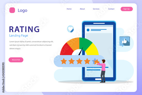 application rating concept, technology, Reviews stars with good and bad rate, customer satisfaction, social media, Flat vector template