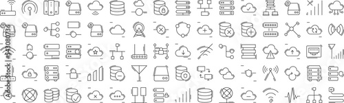 Networking & database icons collection vector illustration design