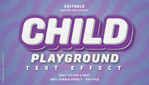 child playground editable text effect with modern and simple style, usable for logo or campaign title