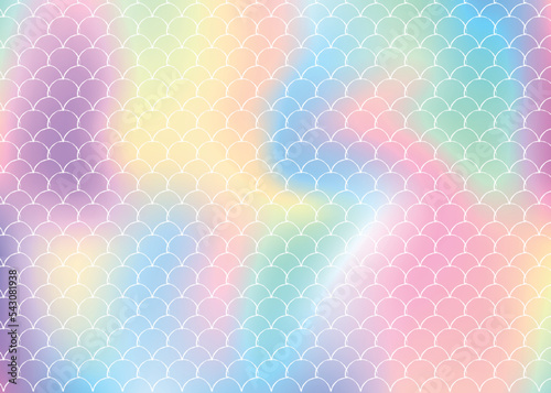 Mermaid scales background with holographic gradient.