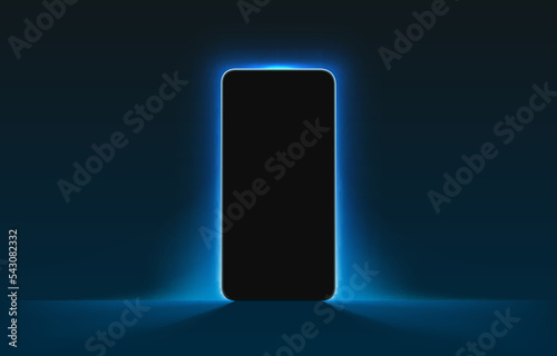 Smartphone mobile screen, technology mobile display light. Vector