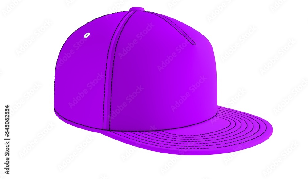 Fototapeta premium Images of purple baseball cap isolated on white background. 3d rendering.