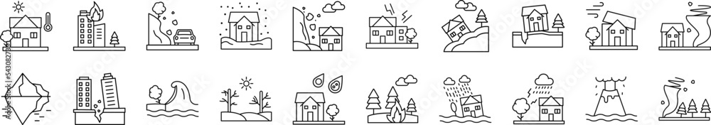 Natural disasters icons collection vector illustration design