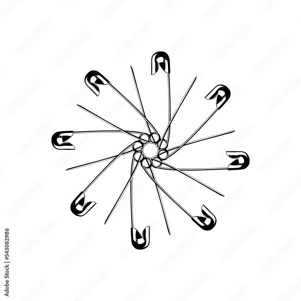 Artistic Circle Shape Made From Safety Pin Composition for Decoration, Ornate, Logo, Website, Art Illustration or Graphic Design Element. Vector Illustration Artistic Circle Shape Made From Safety Pin Composition for Decoration, Ornate, Logo, Website, Art Illustration or Graphic Design Element. Vector Illustration