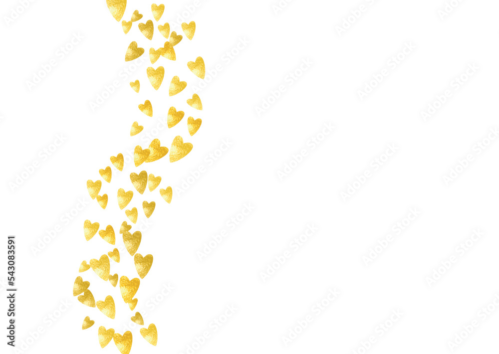 Heart Glitter. Beautiful Sparkle For Woman. Graphic Frame. Gold Art Painting. Modern Banner For Birthday. Golden Grunge Border. Yellow Heart Glitter.