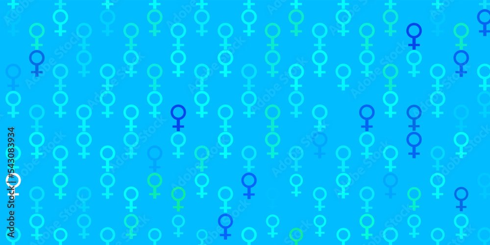 Light Blue, Green vector pattern with feminism elements.