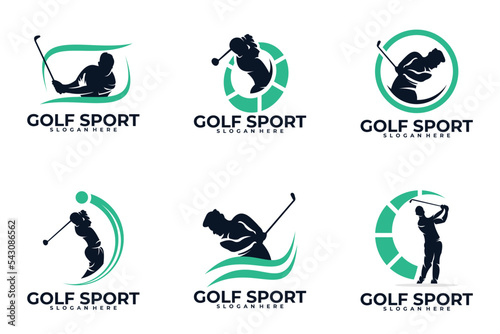 set of sport golf logo vector design template