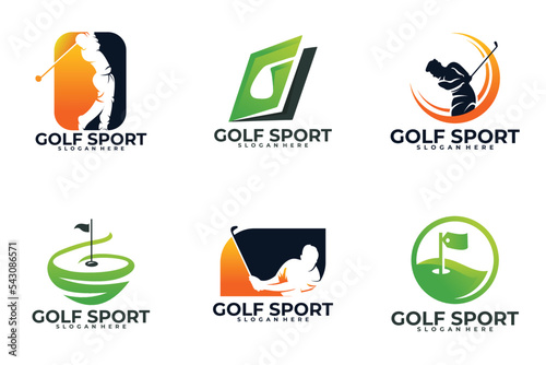 set of sport golf logo vector design template