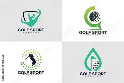 set of sport golf logo vector design template