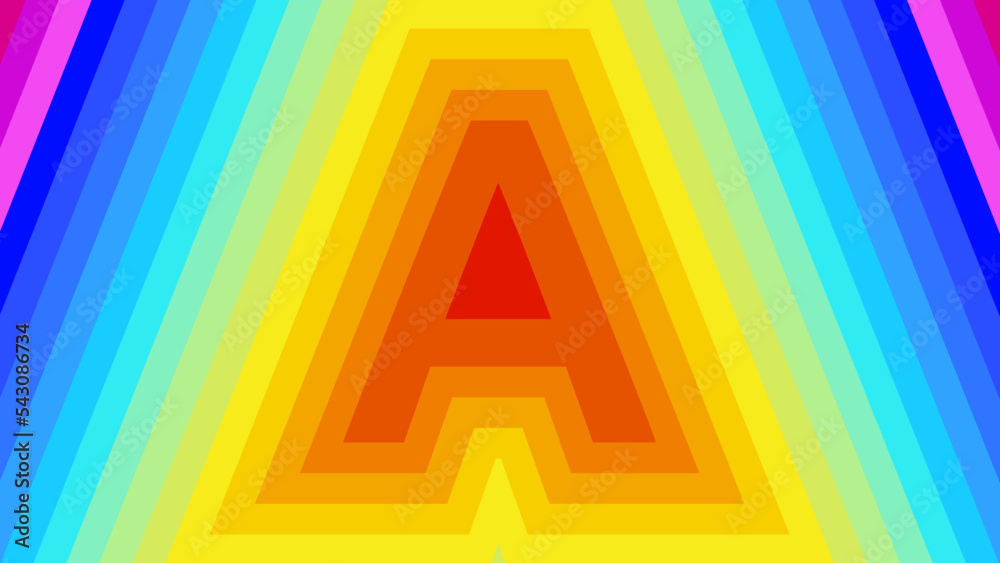 Vector graphic of letter A rainbow background. Alphabet letter A banner