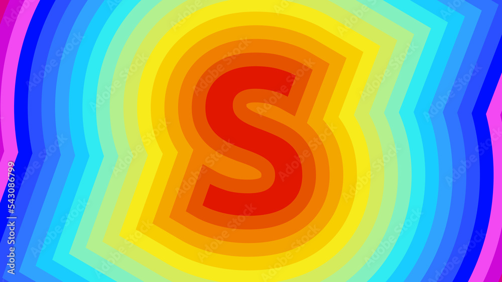 Vector graphic of letter S rainbow background. Alphabet letter S banner