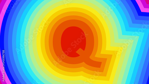 Vector graphic of letter Q rainbow background. Alphabet letter Q banner background. Digital Abstract background for screensaver. Good design for your advertisement, poster, banner, etc. vector eps10.
