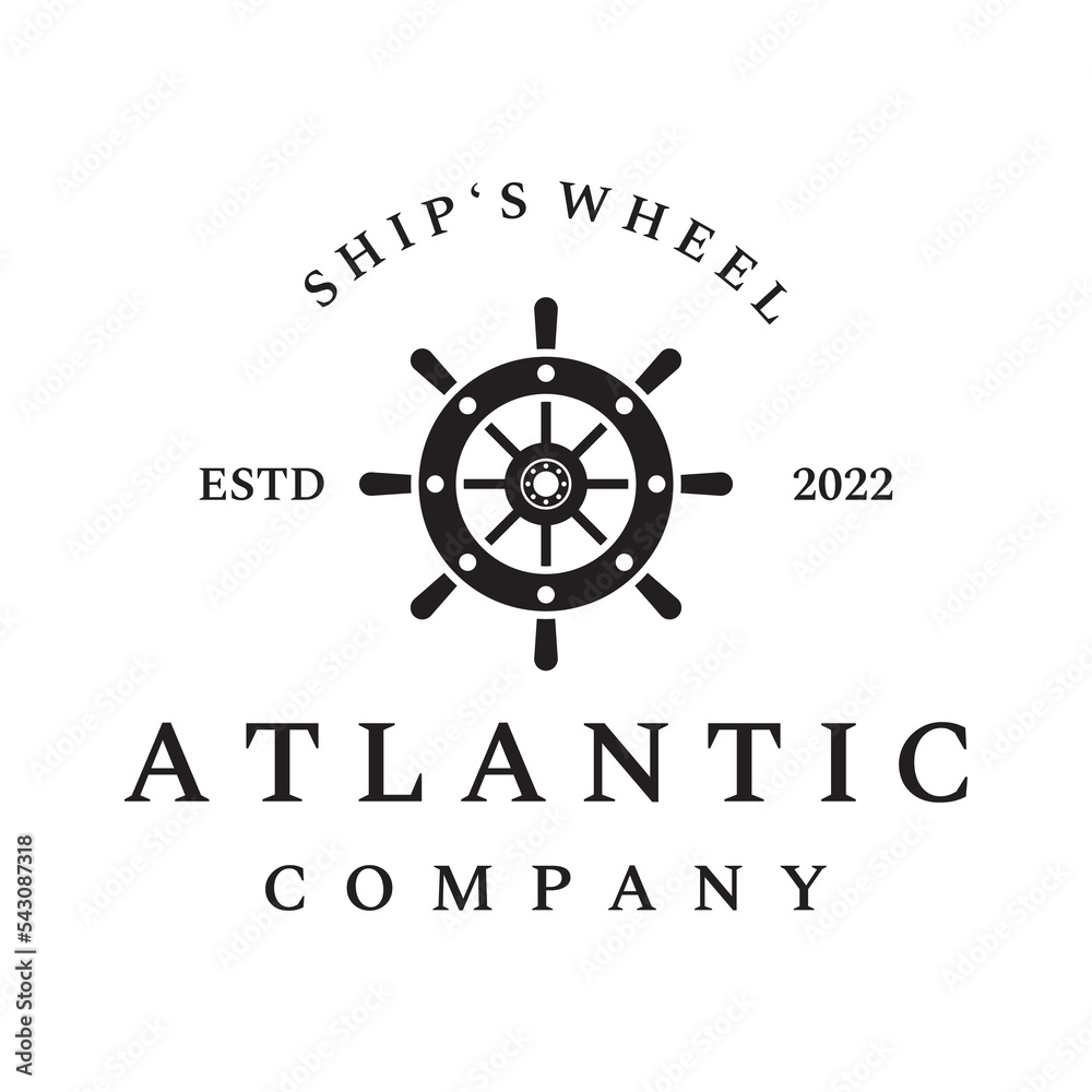 Cruise ship rudder logo template design with retro waves, ropes and anchors. Logo for business, sailors, sailing. Cruise ship rudder logo template design with retro waves, ropes and anchors. Logo for business, sailors, sailing.