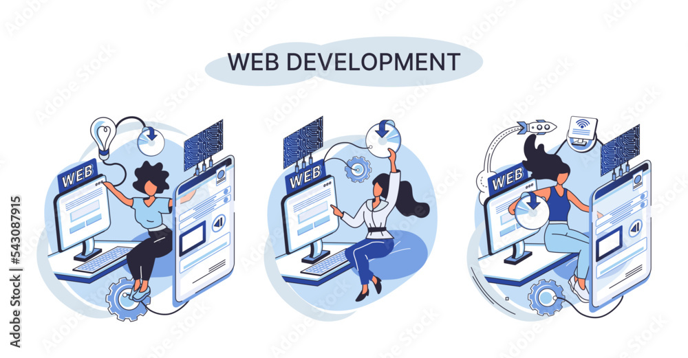 Web development metaphor, coding and programming responsive layout internet site or app of devices. Creation digital Software mobile, desktop platforms. Computer code, tablet, phone, digital business Web development metaphor, coding and programming responsive layout internet site or app of devices. Creation digital Software mobile, desktop platforms. Computer code, tablet, phone, digital business