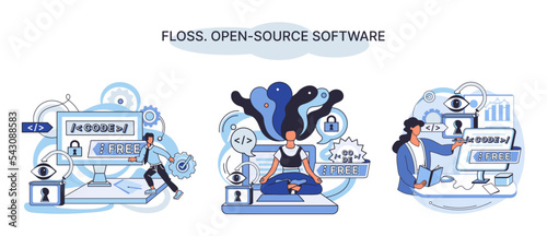 FLOSS. Open source software. Free product anyone can freely redistribute, modify and completely remake, can be improved, modernized thanks to inventions of users. Tiny programming language persons