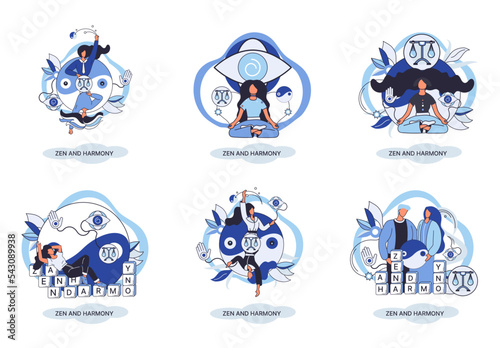 Zen and harmony metaphor, meditation practice. Balance, relaxation, mindfulness. Calm person relaxing. Yoga and spiritual practice, relax, recreation, healthy lifestyle. Japanese cult of mind and body