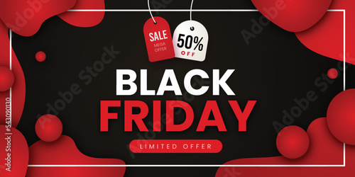 Black Friday Sale Banner in Red & Black for social media and business purpose Free Vector 