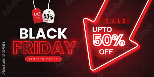 Black Friday Sale Banner in Red & Black for social media and business purpose Free Vector 