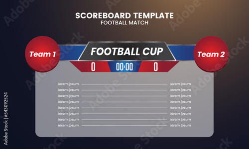 Modern future Football scoreboard and global stats broadcast graphic soccer template