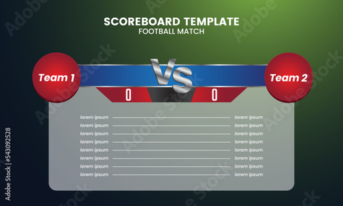 Football scoreboard and global stats broadcast graphic soccer template