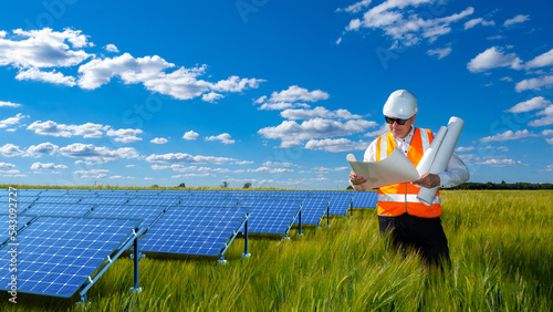 Man Builder near solar powe...
