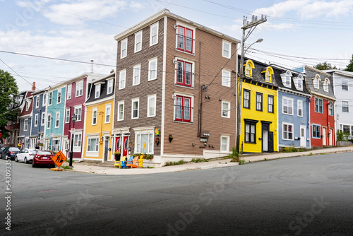 St John's Newfoundland Canada, September 18 2022: Jelly Bean row houses street view in Atlantic Canada at an old neighborhood.  © Ramon Cliff