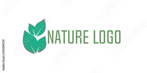 Natural Green Leaf Logo emblem vector Simple