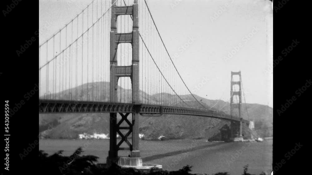 Golden Gate Bridge View 1968 - Golden Gate bridge car traffic during the daytime in the 1960s
