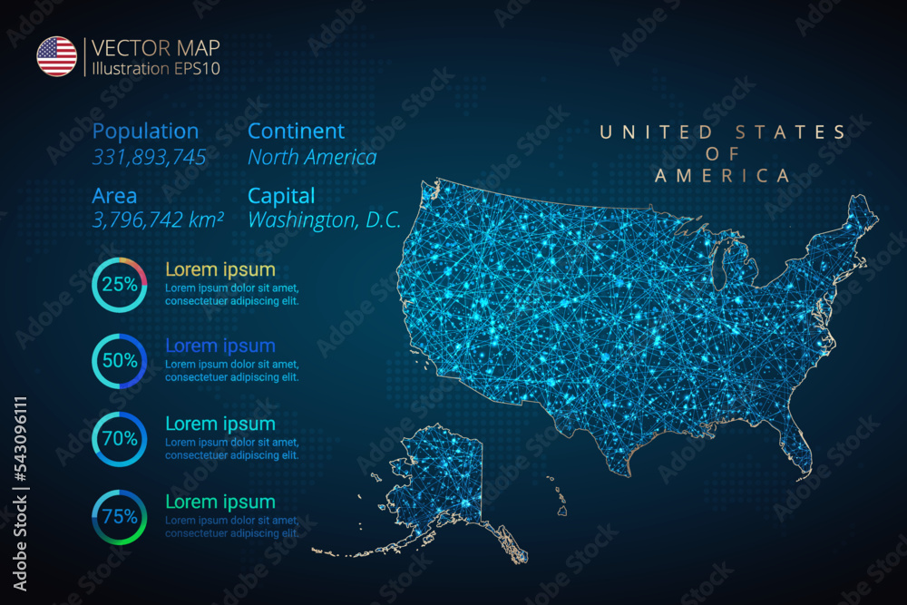 United States of America map infographics vector template with abstract ...