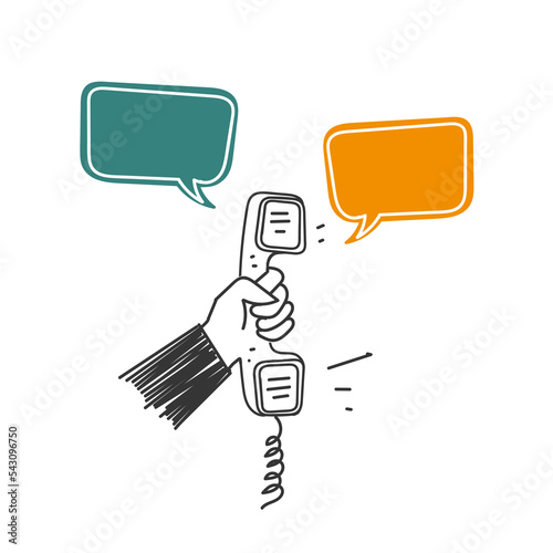 hand drawn doodle bubble talk from old telephone illustration