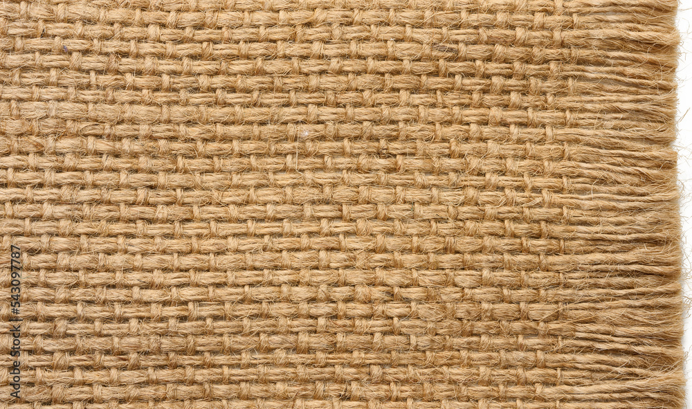 Texture of brown burlap, rough fabric with fibers for bags, macro Texture of brown burlap, rough fabric with fibers for bags, macro