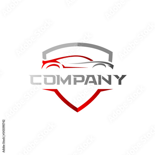 logo illustration of a combination of a car and a shield, this will be very suitable for automotive companies