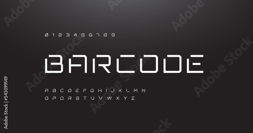 Modern futuristic sci-fi vector font. future space style typeface . Minimalist style letters for logo, headline, poster, music or movie cover.Electronic, techno, geometric, 
digital, robots theme etc.