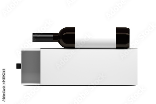 Transparent PNG mockup template with wine packaging box and wine bottle