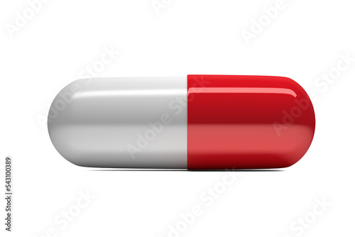 Transparent PNG illustration with one large medical pill with red and white caps