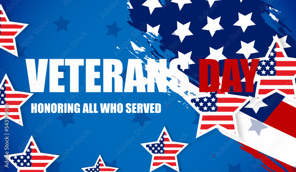 USA Veterans day background. Vector abstract grunge brushes flag with text. Template illustration. Place for text. USA Veterans day background. Vector abstract grunge brushes flag with text. Template illustration. Place for text.