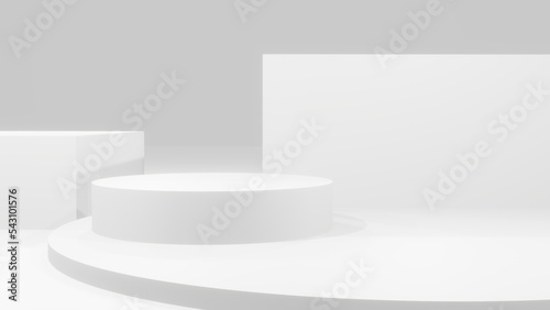 3D render abstrack creative white podium background