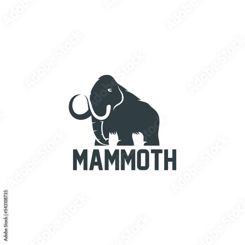 mammoth logo vector black white. Prehistoric elephant. mammoth king logo vector.