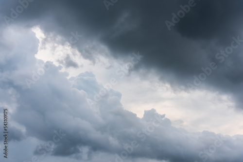 Overcast sky with dark cloud in windy day.