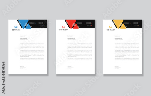 Clean and professional corporate company business letterhead template with color variation bundle