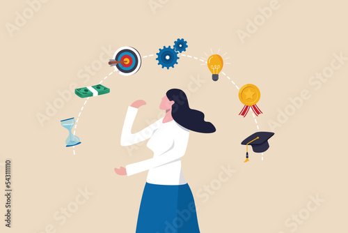Career planning for employee, personal development or motivation to achieve target or work success, improvement or career growth concept, businesswoman thinking of career planning or growing in work.