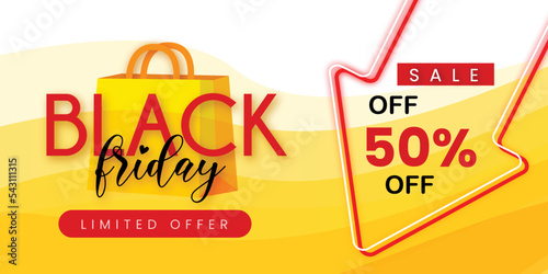 Black Friday Sale Banner in Red & Yellow for social media and business purpose Free Vector 