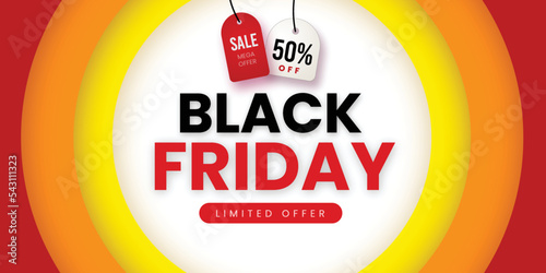 Black Friday Sale Banner in Red & Yellow for social media and business purpose Free Vector 