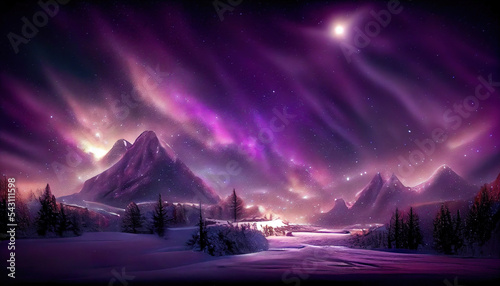 dreamy winter christmas landscape background as panorama wallpaper